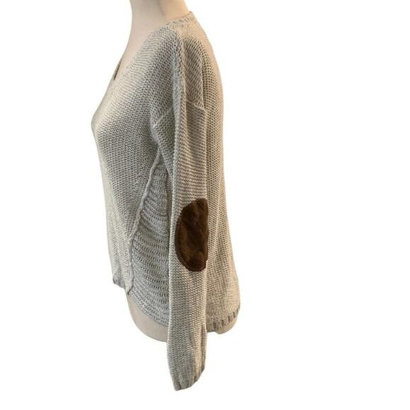 Alya gray round neck sweater with brown elbow patches. Size S‎ - Picture 11 of 11